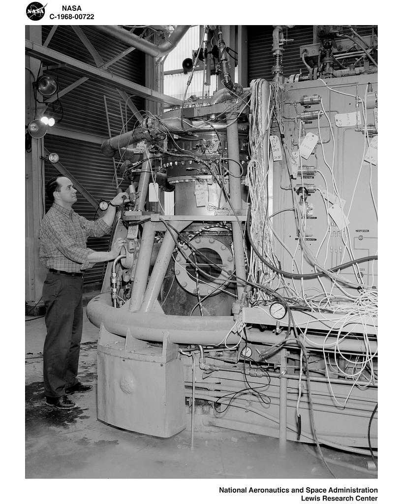 ENGINE WITH ACOUSTIC JACKET AT ROCKET ENGINE TEST FACILITY RETF TEST ...