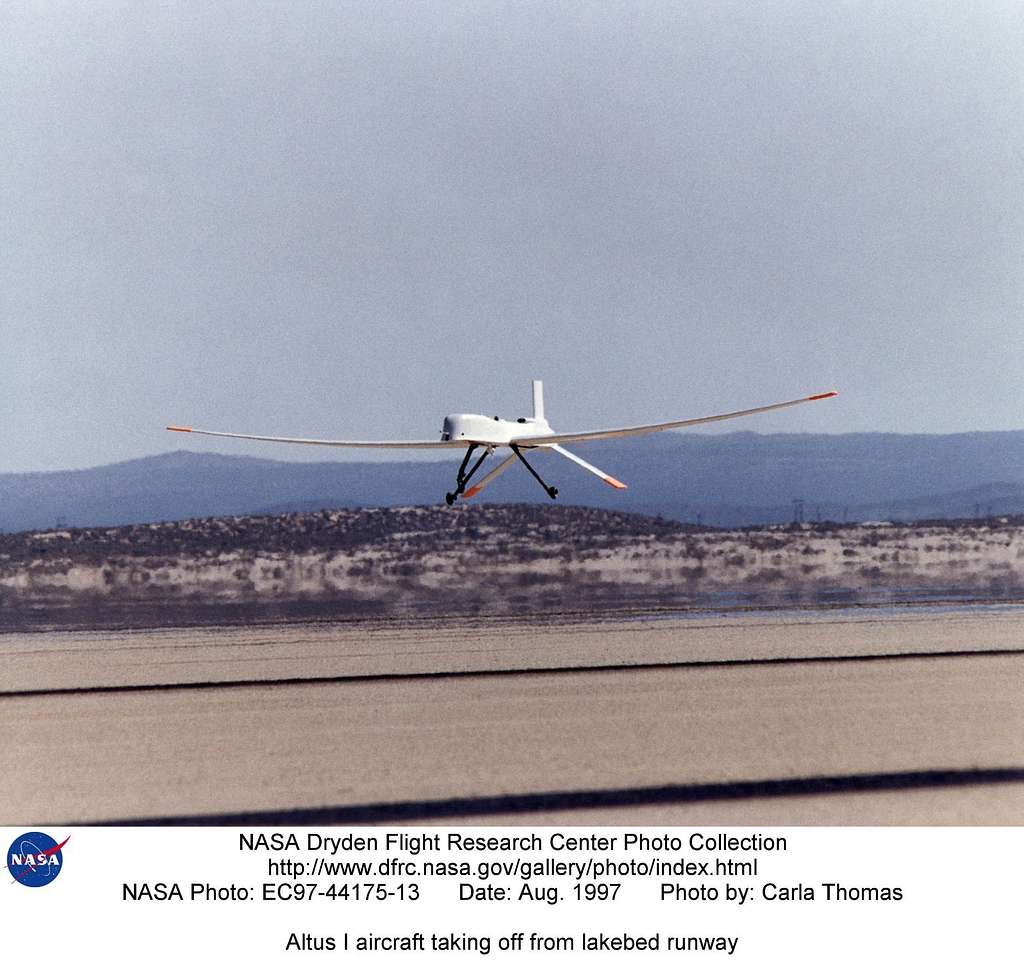 Altus I aircraft taking off from lakebed runway - NARA & DVIDS Public ...