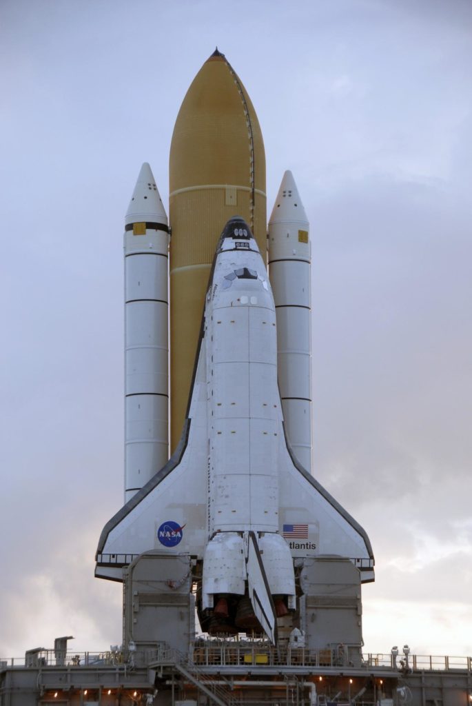 CAPE CANAVERAL, Fla. – Space shuttle Atlantis, attached to its external ...