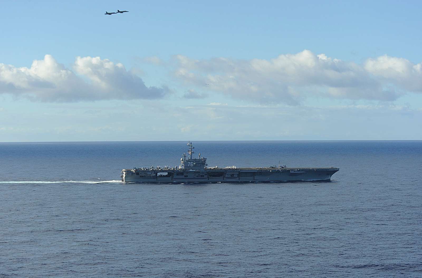 Two F A-18 Hornets Fly Over The Aircraft Carrier Uss - Nara & Dvids 