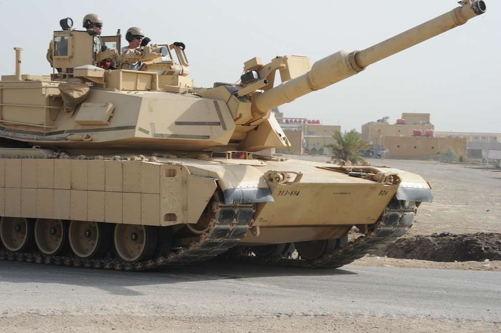 An M1A1 Abrams tank is driven on a tank course by Iraqi - PICRYL ...