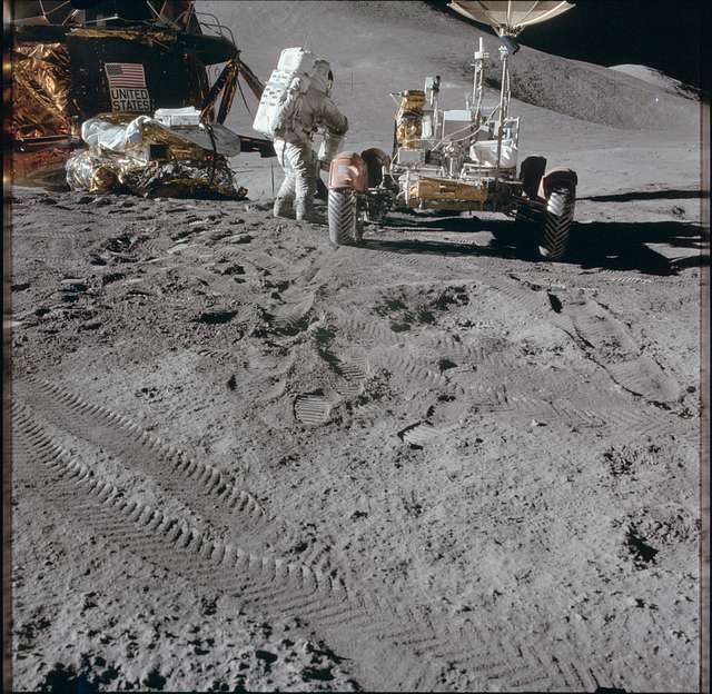 Apollo 15 Mission Image - Lunar Module LM And Lunar Roving Vehicle LRV ...