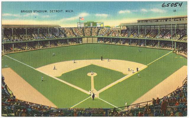 Souvenir postcard depicting the Boston Braves Field in Boston, MA