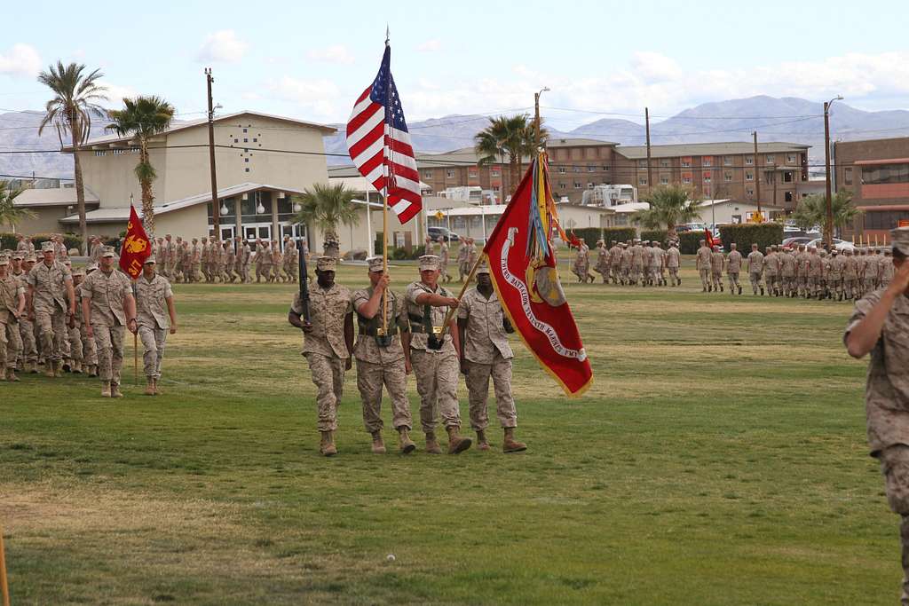 The color guard salute the incoming and outgoing battalion - PICRYL ...