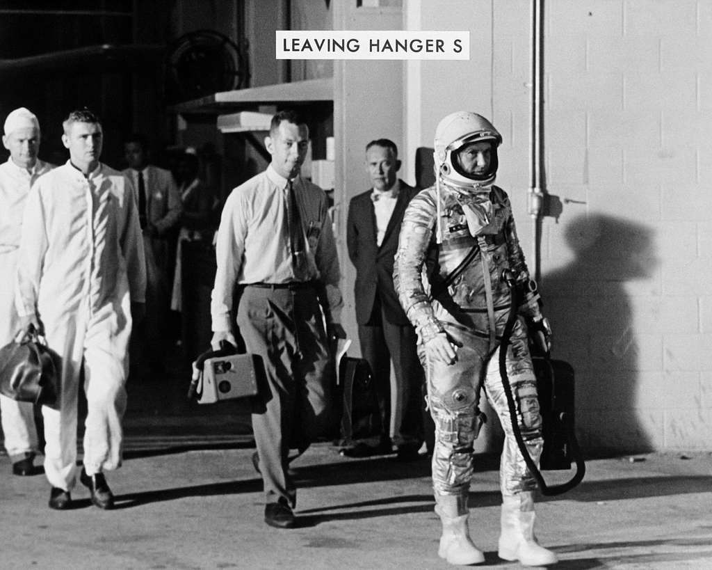 Astronaut Walter Schirra leaves Hanger ''S'' prior to MA-8 flight ...