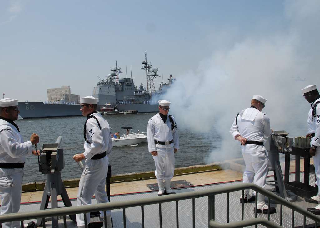 A 21 Gun Salute Is Rendered To The Ticonderoga Class Nara And Dvids