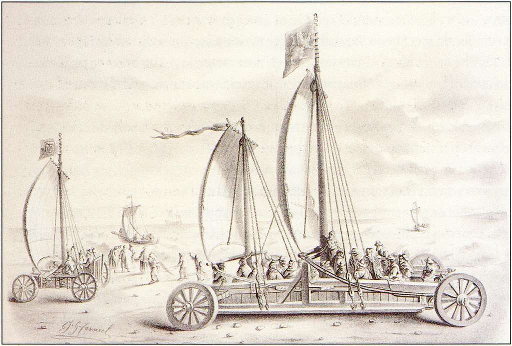 Zeilwagen Van Simon Stevin Lithografie Van Het Origineel Door Joseph