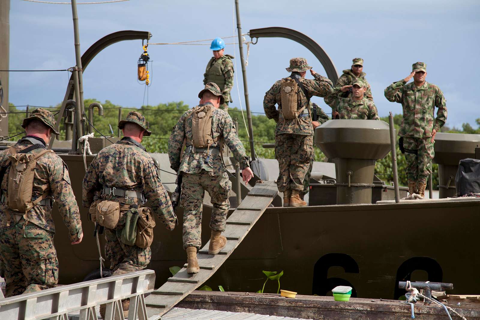 USMC 2nd Amphibious Assault Squadron render a salute - NARA & DVIDS