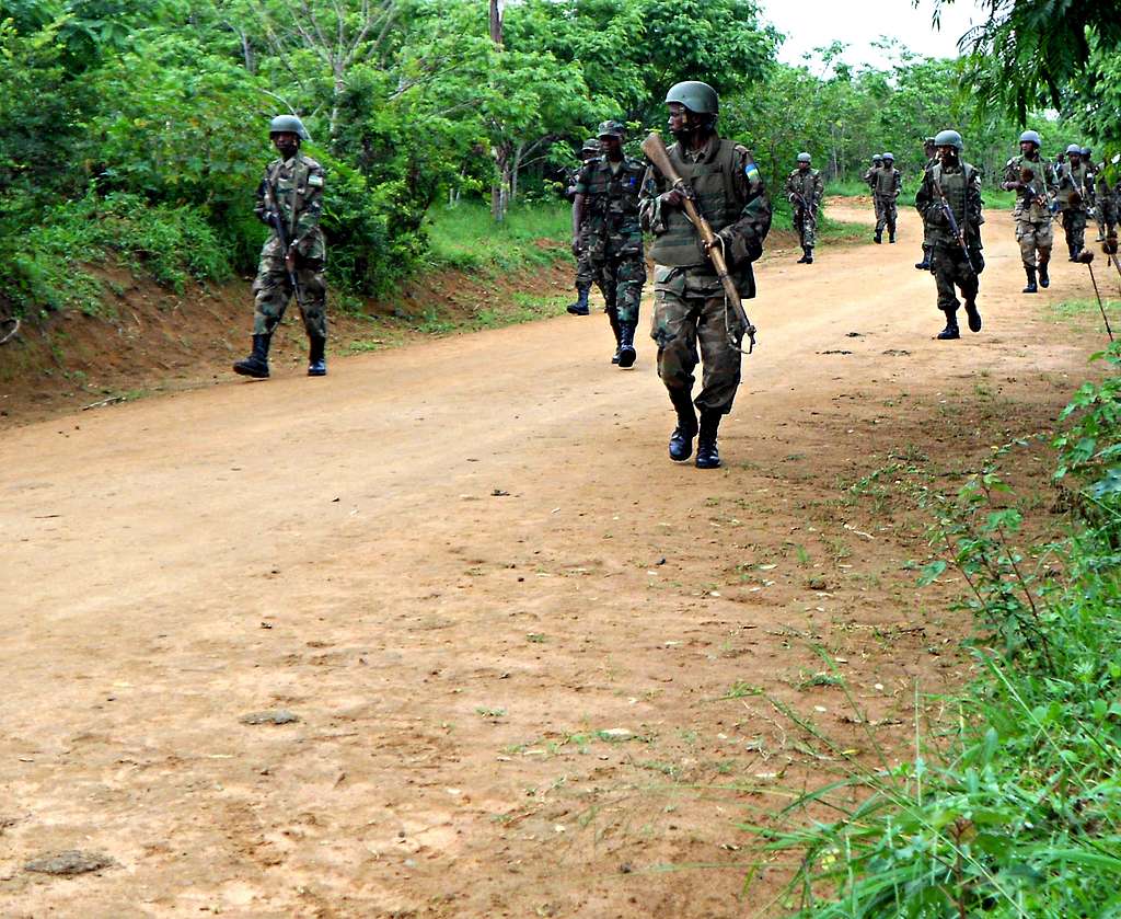 A Rwandan Defense Force battalion marches in formation, - PICRYL ...