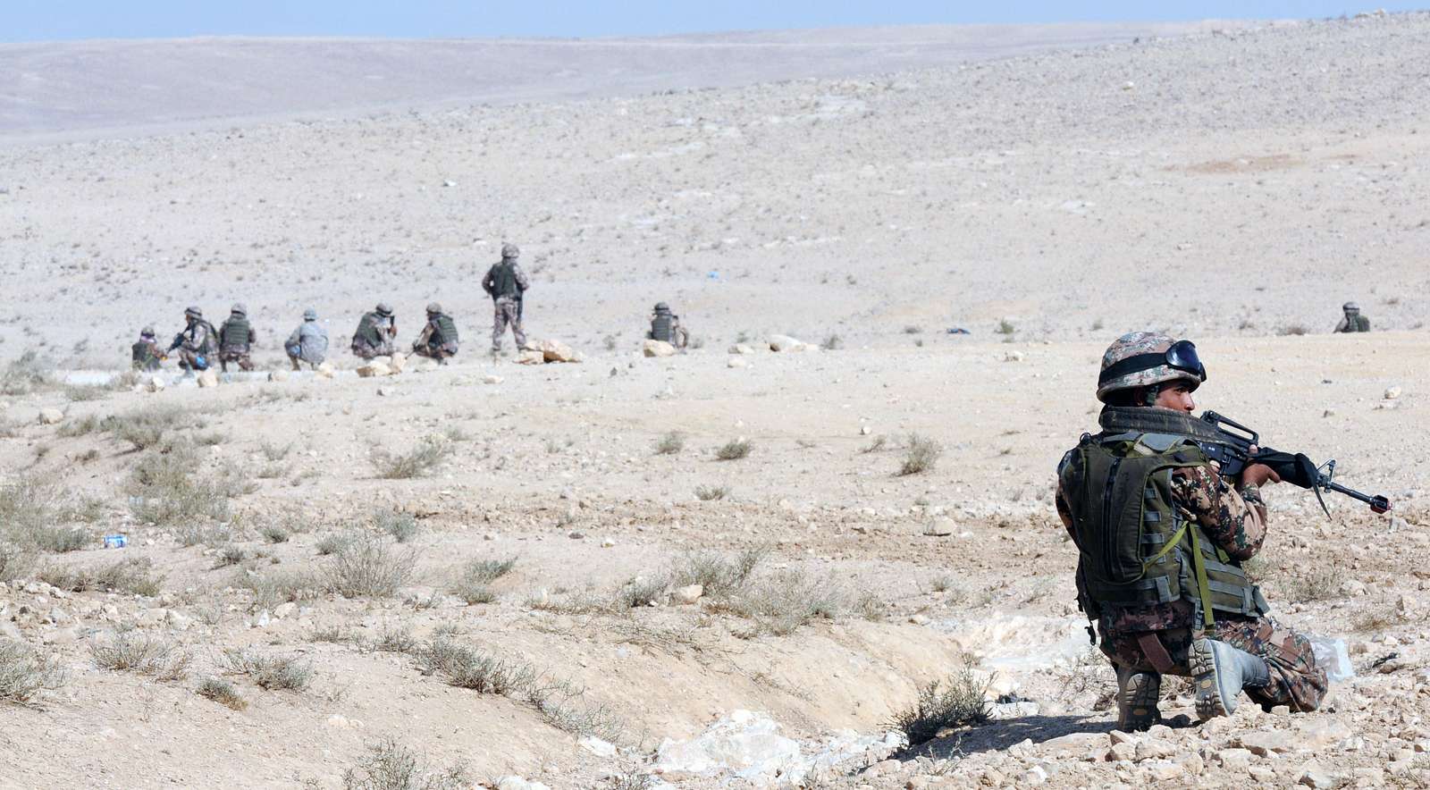 A Jordanian soldier scans for enemies during a situational - NARA ...