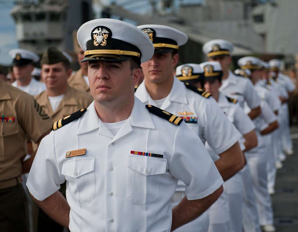 Lt. Steven Shelden stands in ranks with Sailors and - PICRYL Public ...