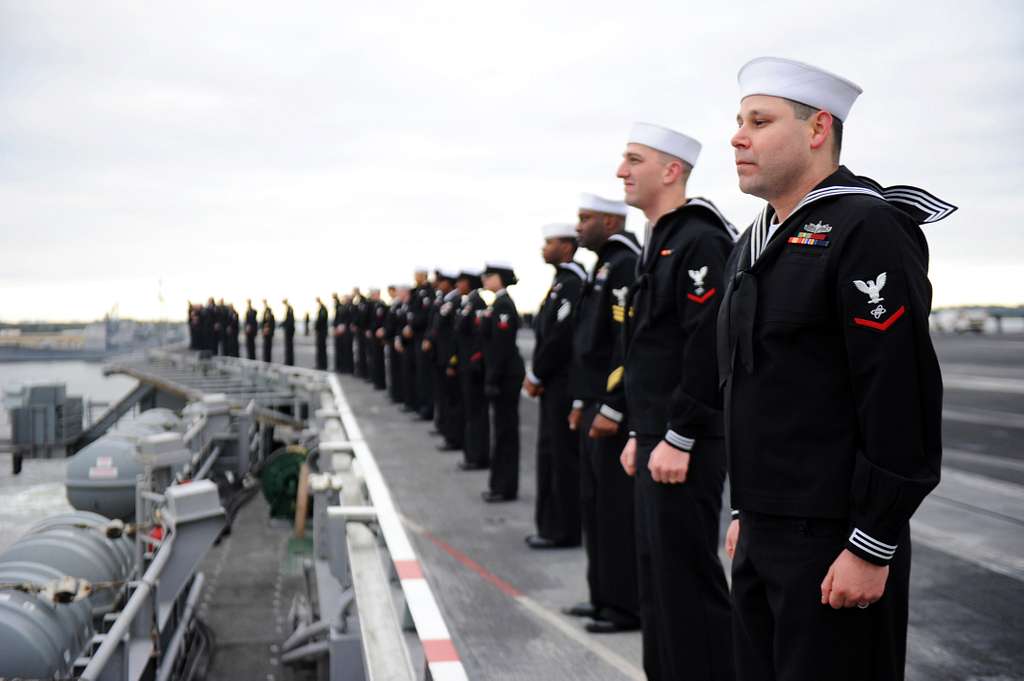 Sailors man the rails as the aircraft carrier USS George - PICRYL ...