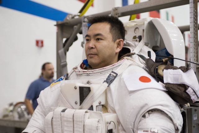 Expedition 33 crew members Sunita Williams and Aki Hoshide during NBL ...