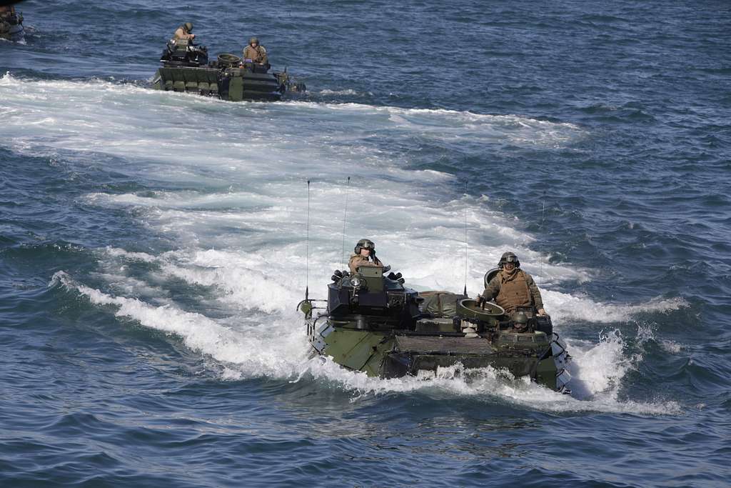 U.S. Marine Corps amphibious assault vehicles with - PICRYL Public ...