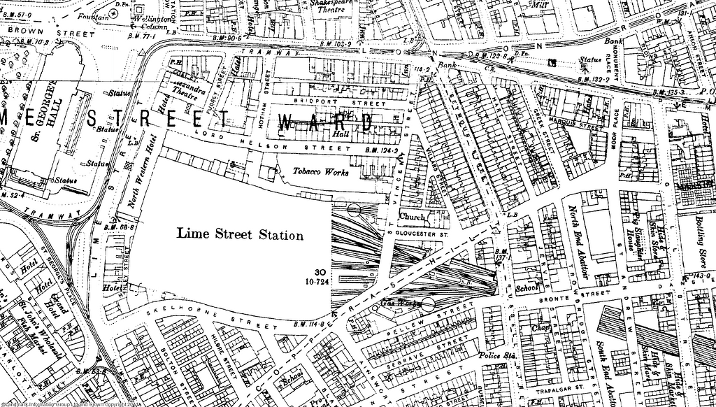 Map of Liverpool Showing The Cope's Tobacco Works in Lord Nelson St ...