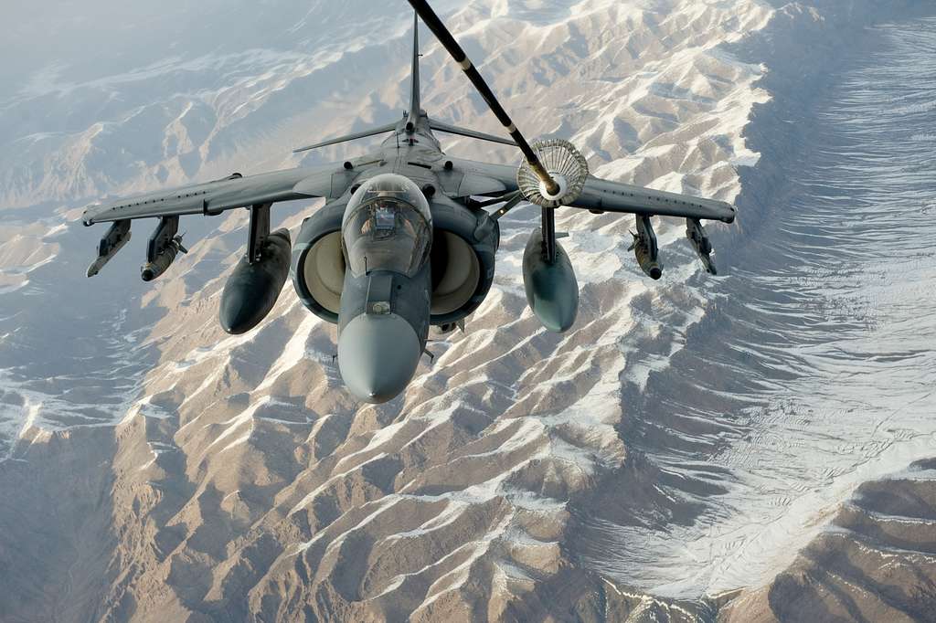 A U.S. Marine Corps A/V-8B Harrier Receives Fuel Over - NARA & DVIDS ...