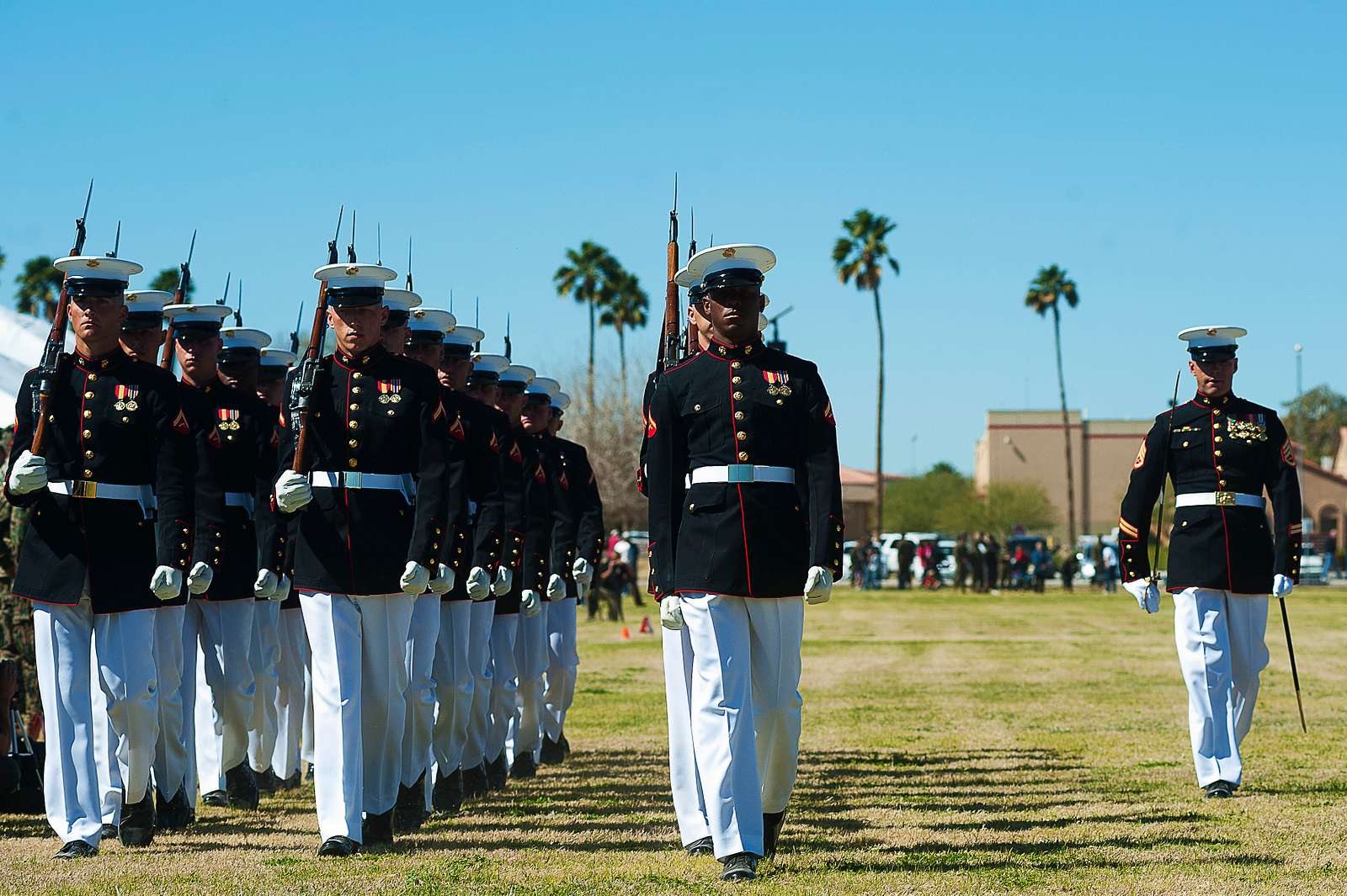 The Marine Corps Silent Drill Platoon Marches During Nara And Dvids