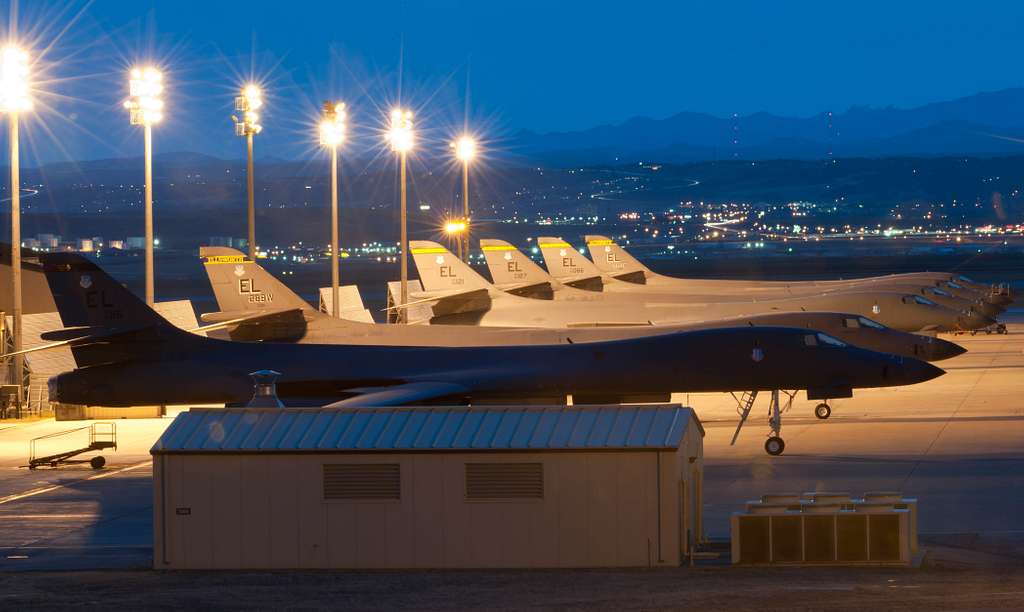 Six B-1 Bombers Sit Silently On The Aircraft Parking - PICRYL Public ...