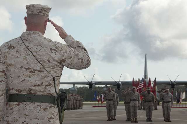 A Formation Of 2nd Marine Aircraft Wing Marines Salute - NARA & DVIDS ...