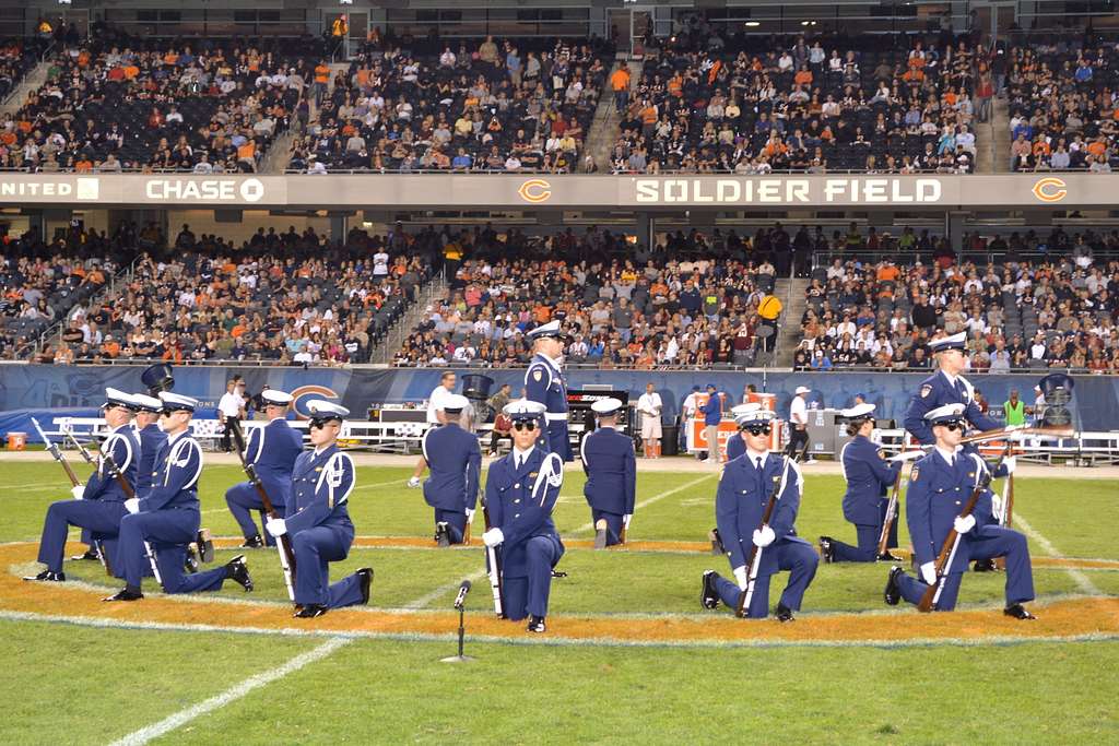 Silent Drill Team performs at Chicago Bears game. - PICRYL - Public Domain  Media Search Engine Public Domain Search