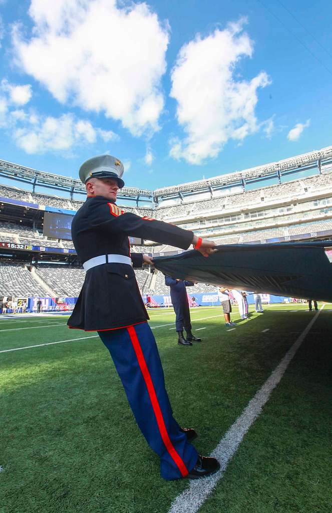 DVIDS - Images - Marines unfurl flag at New York Giants opening