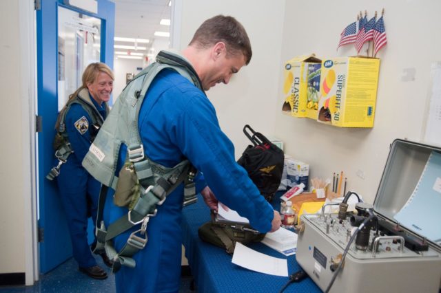 STS-128 / Expedition 20 crew during CCT Bailout Training - PICRYL ...