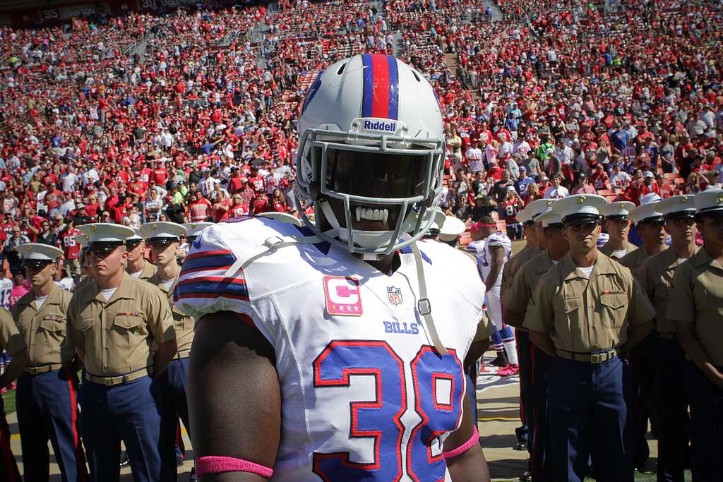 Buffalo Bills' Corey McIntyre (38) heads onto the field before playing the  Kansas City Chiefs in an NFL football game in Orchard Park, N.Y., Sunday,  Sept. 16, 2012. (AP Photo/Bill Wippert Stock