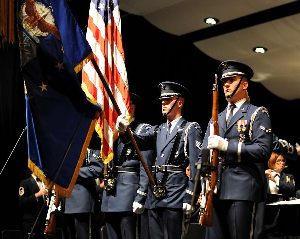 The U.S. Air Force Honor Guard Color Guard presents