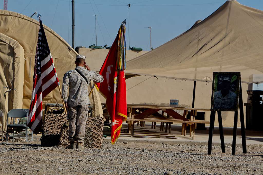 A Marine gives his final farewell during a memorial - NARA & DVIDS ...