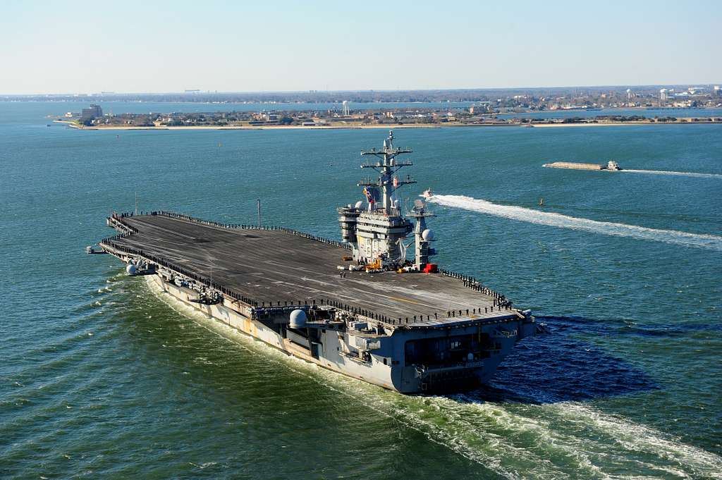 The aircraft carrier USS Dwight D. Eisenhower (CVN - NARA & DVIDS ...