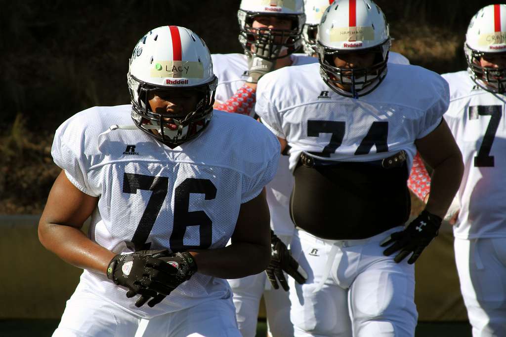 Shane Lemieux (right), a offensive tackle for the West - NARA & DVIDS  Public Domain Archive Public Domain Search