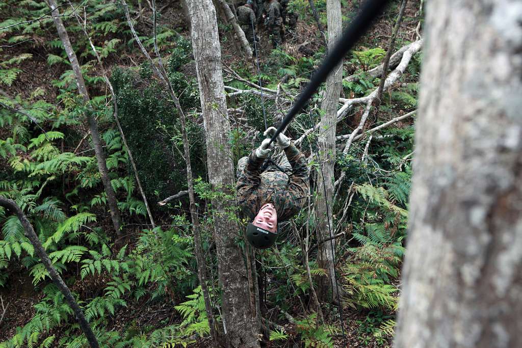 Lance Cpl. Rian M. Lusk crosses a one-rope bridge during - PICRYL - Public  Domain Media Search Engine Public Domain Search