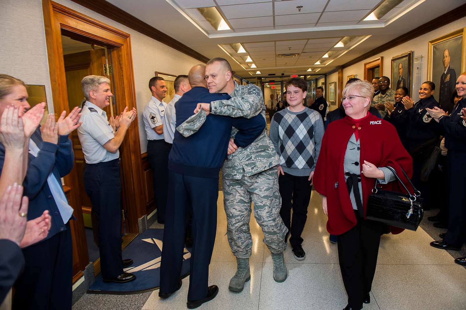 Chief Master Sgt Of The Air Force James Roy Hugs Air Nara And Dvids Public Domain Archive 