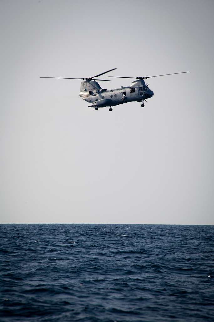 A U.S. Marine Corps CH-46E Sea Knight helicopter assigned - NARA