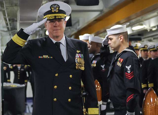 Sideboys render honors to Rear Adm. Michael Beaman - PICRYL - Public ...