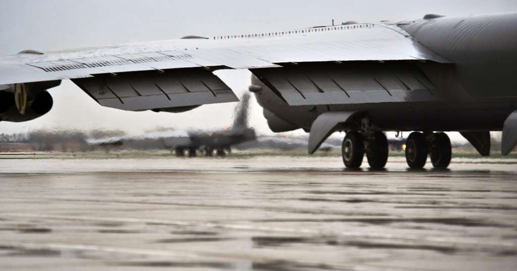 Two B-52H Stratofortresses Taxi Onto The Runway During - NARA & DVIDS ...