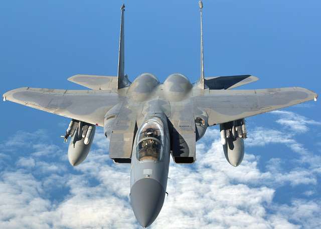 An U.S. Air Force F-15C Eagle prepares to refuel with - PICRYL - Public ...