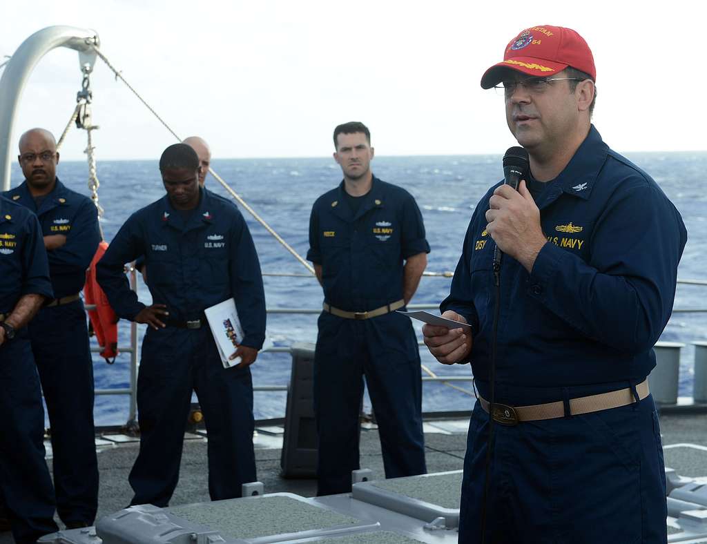 Capt. Tom Disy, commanding officer of the guided-missile - PICRYL ...