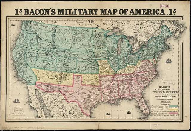 Bacon's military map of the United States shewing the forts and