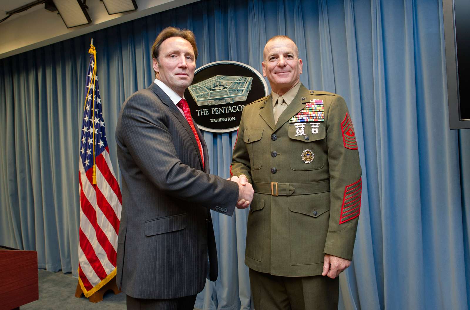 U.S. Marine Corps Sgt. Maj. Bryan B. Battaglia, Right, - NARA & DVIDS ...