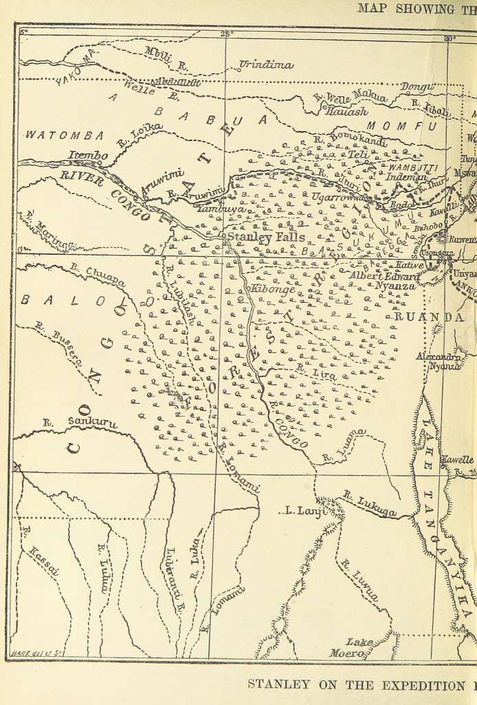 Stanley Pool. Pool Malebo. Congo. Congo Basin, 1885 antique map