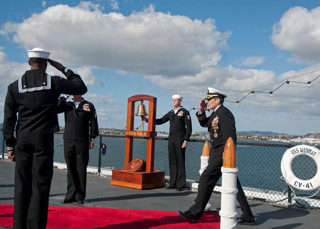 Capt. Paul C. Spedero Jr. Salutes As He Is Piped Aboard - Nara & Dvids 