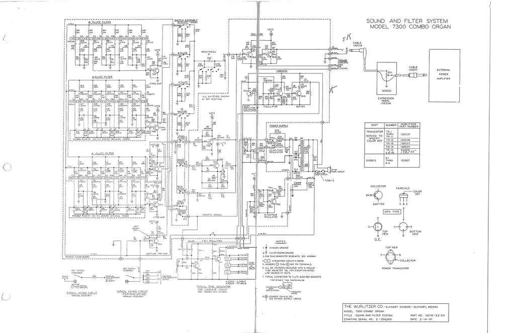 Wurlitzer Model 7300 Combo Organ - Sound And Filter System schematic ...