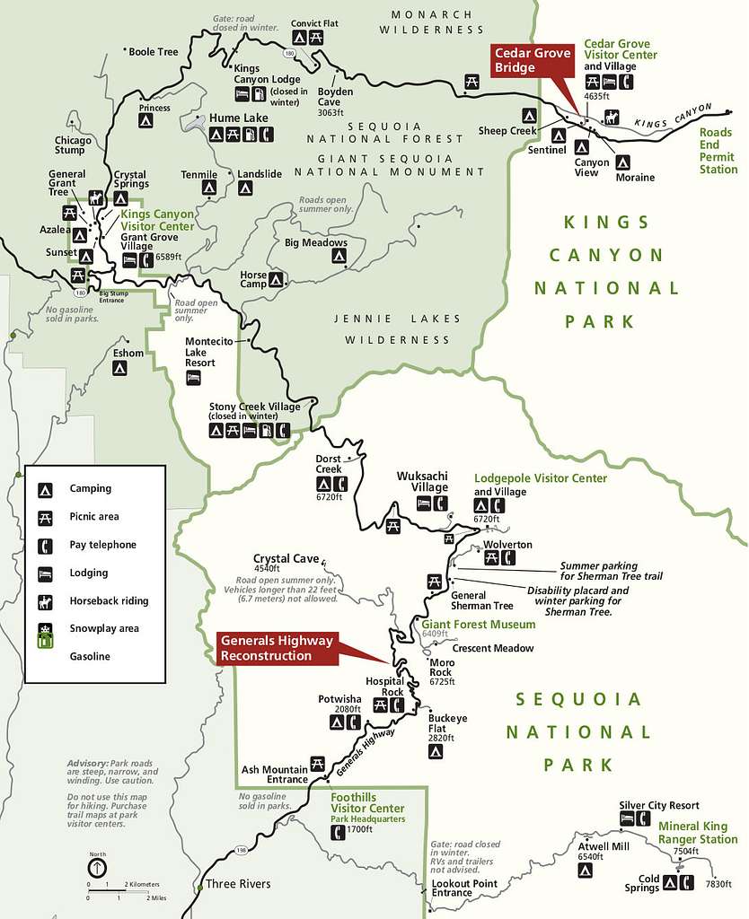 NPS sequoia-kings-canyon-printable-road-map - PICRYL - Public Domain ...