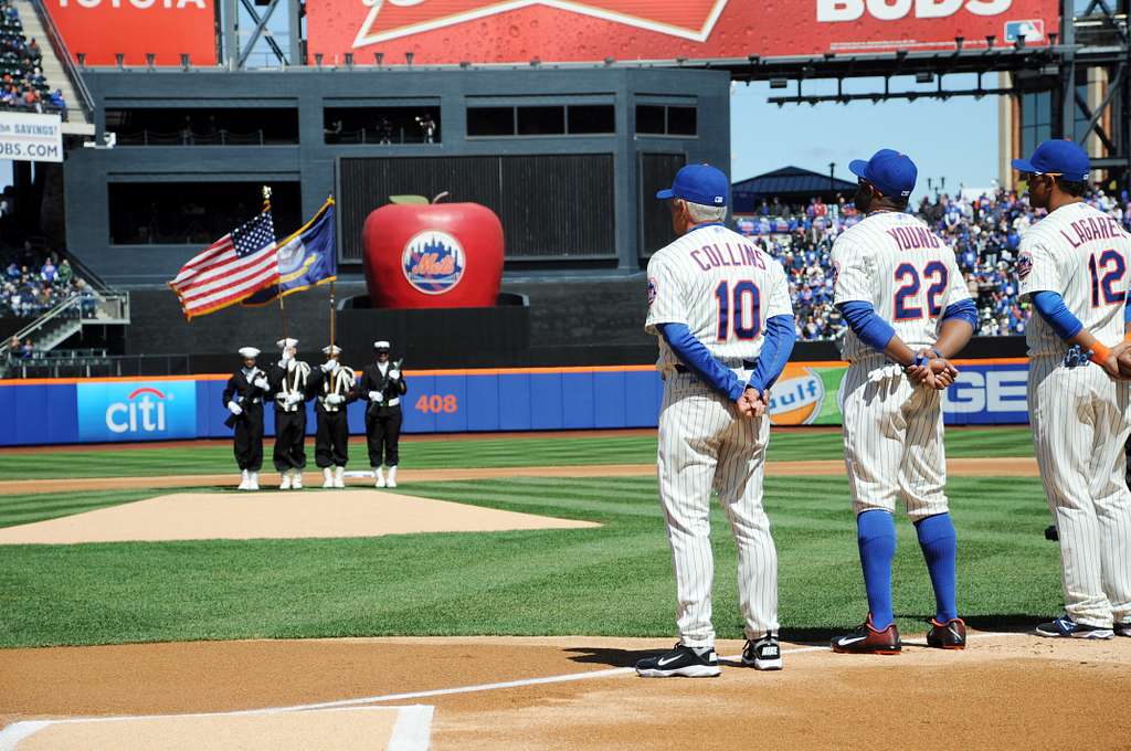 New York Mets pitcher Vic Black wears a patch on his uniform in honor of  broadcaster Ralph Kiner during spring training baseball practice Monday,  Feb. 17, 2014, in Port St. Lucie, Fla.