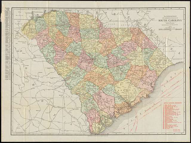 The Rand McNally new commercial atlas map of South Carolina ...