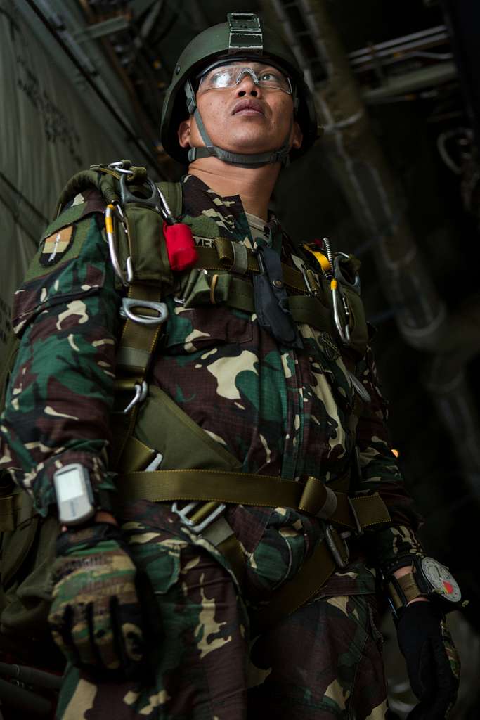 A Philippine Army Special Forces freefall jumper with - PICRYL Public ...