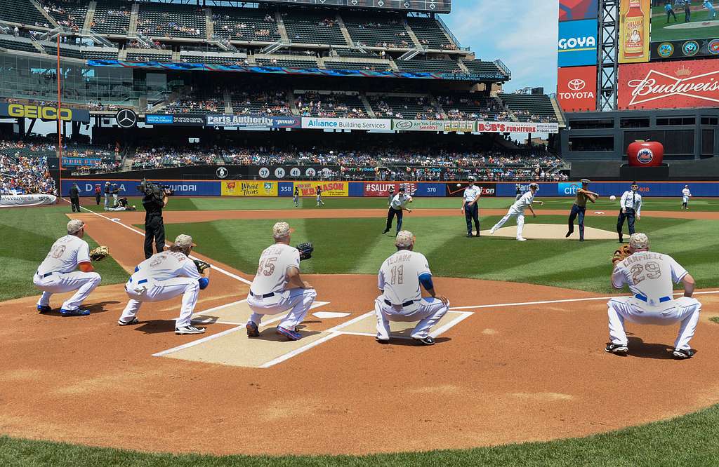 After throwing out the ceremonial first pitch, US Navy (USN