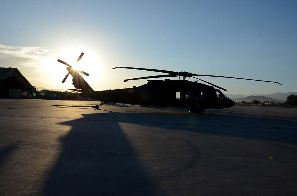 A Black Hawk is parked on the airfield at FOB Fenty - NARA & DVIDS ...