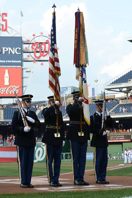 DVIDS - Airman Hold Flag for MLB Opening Ceremony